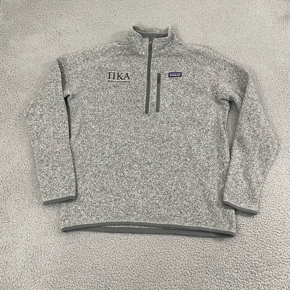 Patagonia Better Sweater 1/4 Zip Men L Gray Fleece‎ Purdue Company Logo Pullover